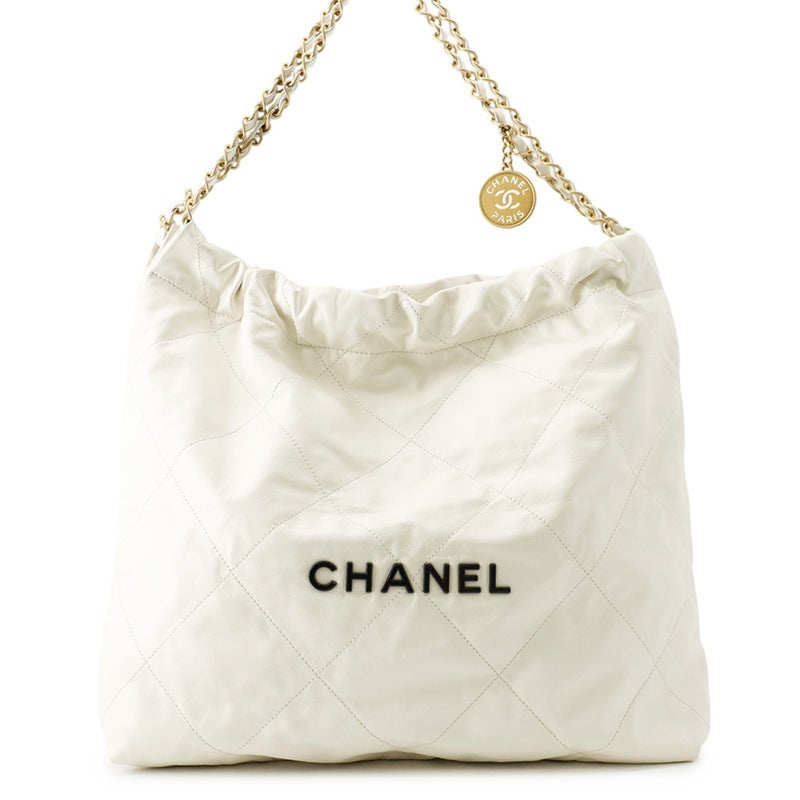 シャネル ハンドバッグ CHANEL22 マトラッセ スモール シャイニーカーフレザー AS3260 CHANEL 白