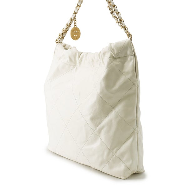 シャネル ハンドバッグ CHANEL22 マトラッセ スモール シャイニーカーフレザー AS3260 CHANEL 白