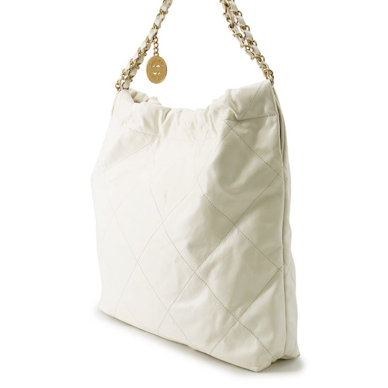 シャネル ハンドバッグ CHANEL22 マトラッセ スモール シャイニーカーフレザー AS3260 CHANEL 白