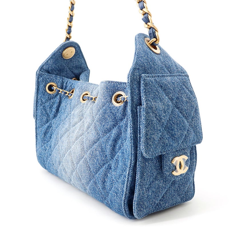 シャネル チェーンショルダーバッグ マトラッセ ココマーク CHANEL25 ミニ ウォッシュド デニム AS5631 CHANEL