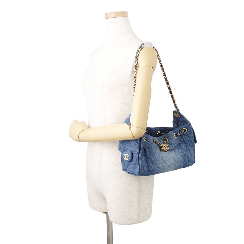 シャネル チェーンショルダーバッグ マトラッセ ココマーク CHANEL25 ミニ ウォッシュド デニム AS5631 CHANEL