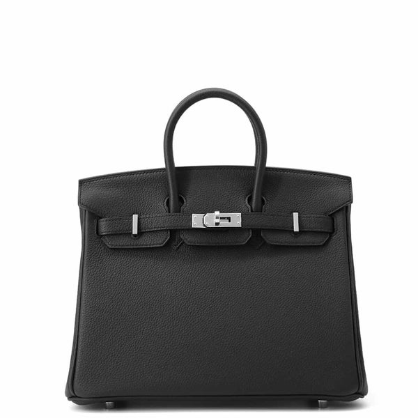 エルメス バーキン25 ブラック/シルバー金具 トゴ W刻印 HERMES Birkin ハンドバッグ 黒