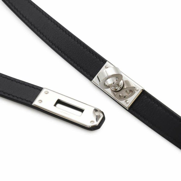 エルメス ネックレス ケリーラリアット ブラック/シルバー金具 スイフト W刻印 HERMES アクセサリー 黒