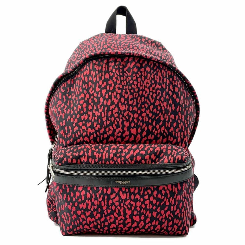 サンローランパリ バックパック クラシックハンター ベイビーキャット キャンバス 326865 リュックサック 黒 ヒョウ柄