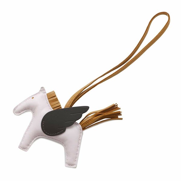 エルメス バッグチャーム ロデオPM ペガサス モーヴペール/エベンヌ/セサミ ラムスキン U刻印