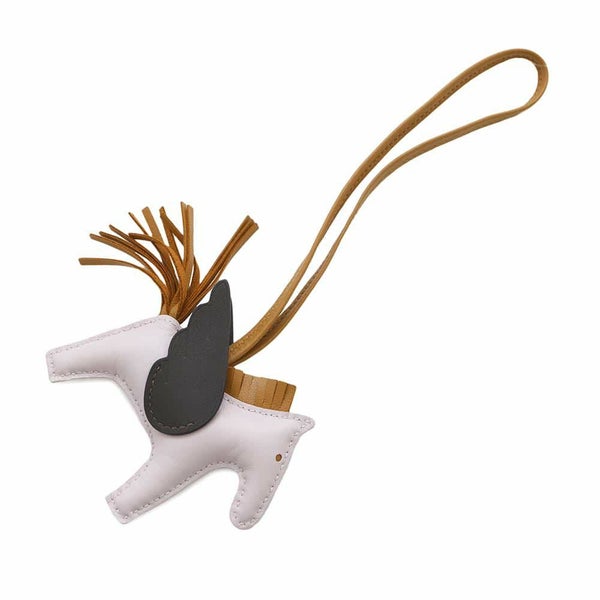 エルメス バッグチャーム ロデオPM ペガサス モーヴペール/エベンヌ/セサミ ラムスキン U刻印