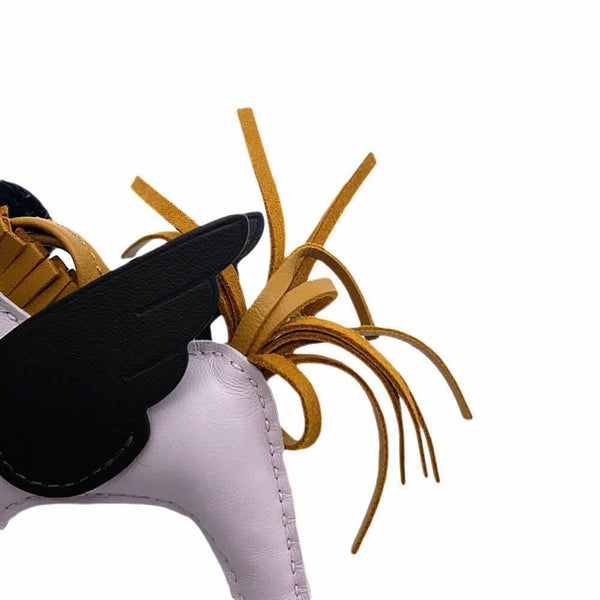 エルメス バッグチャーム ロデオPM ペガサス モーヴペール/エベンヌ/セサミ ラムスキン U刻印