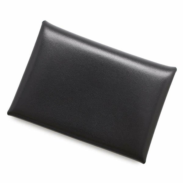 エルメス コインケース カルヴィ デュオ ブラック/シルバー金具 ボックスカーフ B刻印 黒