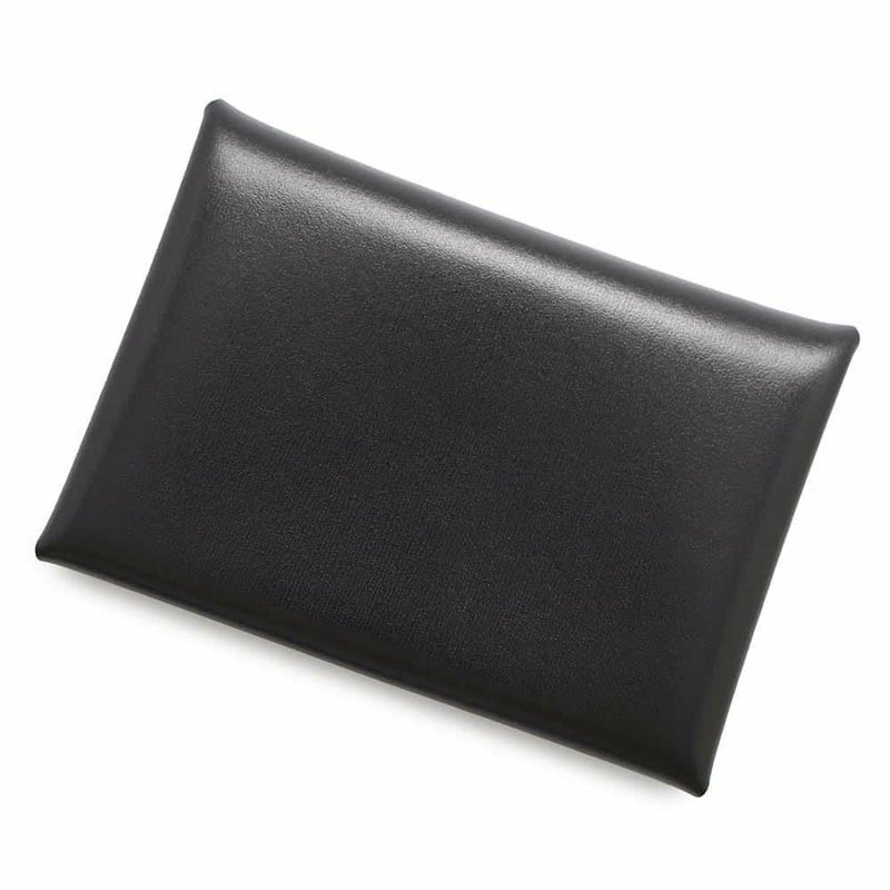 エルメス コインケース カルヴィ デュオ ブラック/シルバー金具 ボックスカーフ B刻印 黒