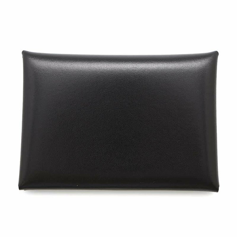 エルメス コインケース カルヴィ デュオ ブラック/シルバー金具 ボックスカーフ B刻印 黒