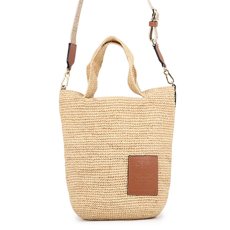 ロエベ トートバッグ スリットバッグ ミニ ラフィア/レザー A685453X07 LOEWE 2way かごバッグ
