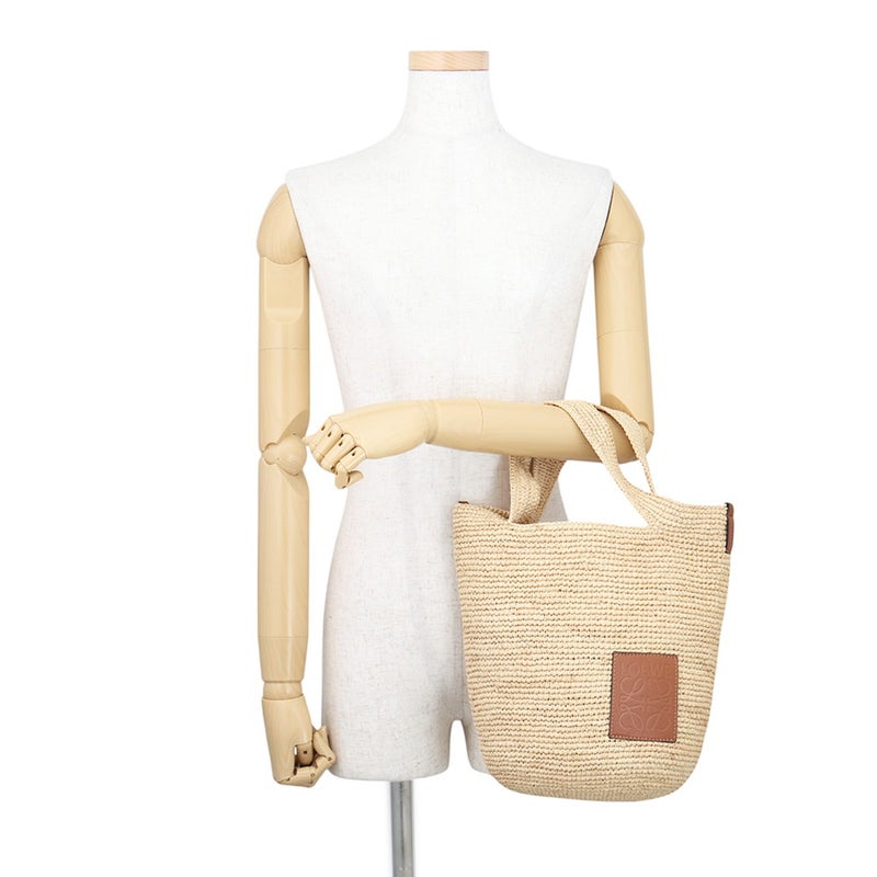ロエベ トートバッグ スリットバッグ ミニ ラフィア/レザー A685453X07 LOEWE 2way かごバッグ