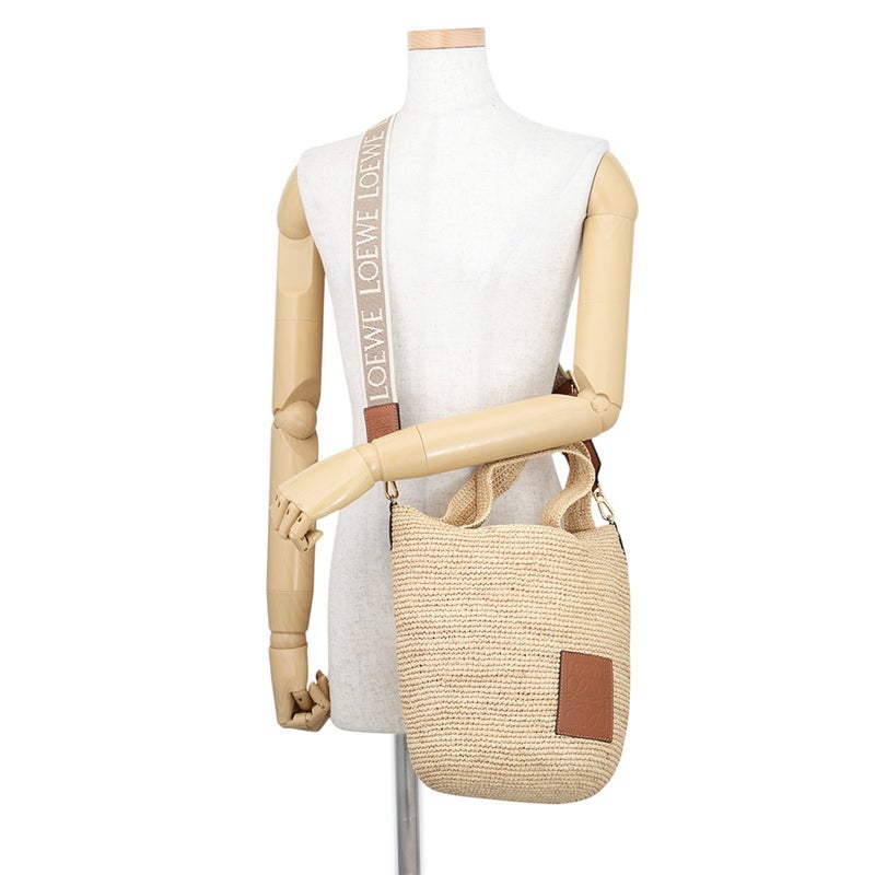 ロエベ トートバッグ スリットバッグ ミニ ラフィア/レザー A685453X07 LOEWE 2way かごバッグ