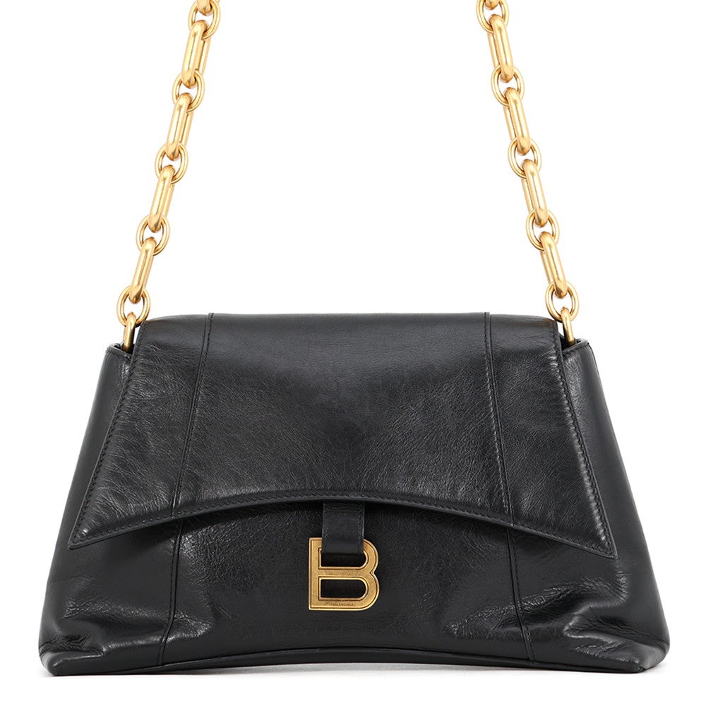 【未使用級】BALENCIAGA レザー ポインテッドトゥ24.5cm 保存袋付 バレンシアガ チェーンショルダーバッグ ダウンタウン ミディアム