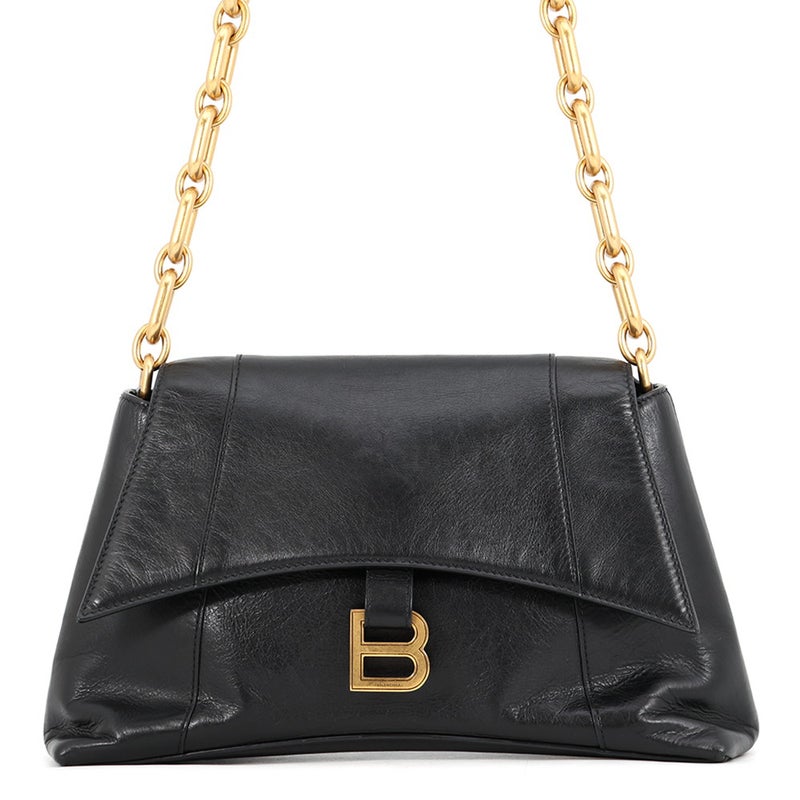 バレンシアガ チェーンショルダーバッグ ダウンタウン ミディアム レザー 689058 BALENCIAGA 黒