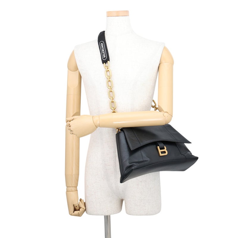 バレンシアガ チェーンショルダーバッグ ダウンタウン ミディアム レザー 689058 BALENCIAGA 黒