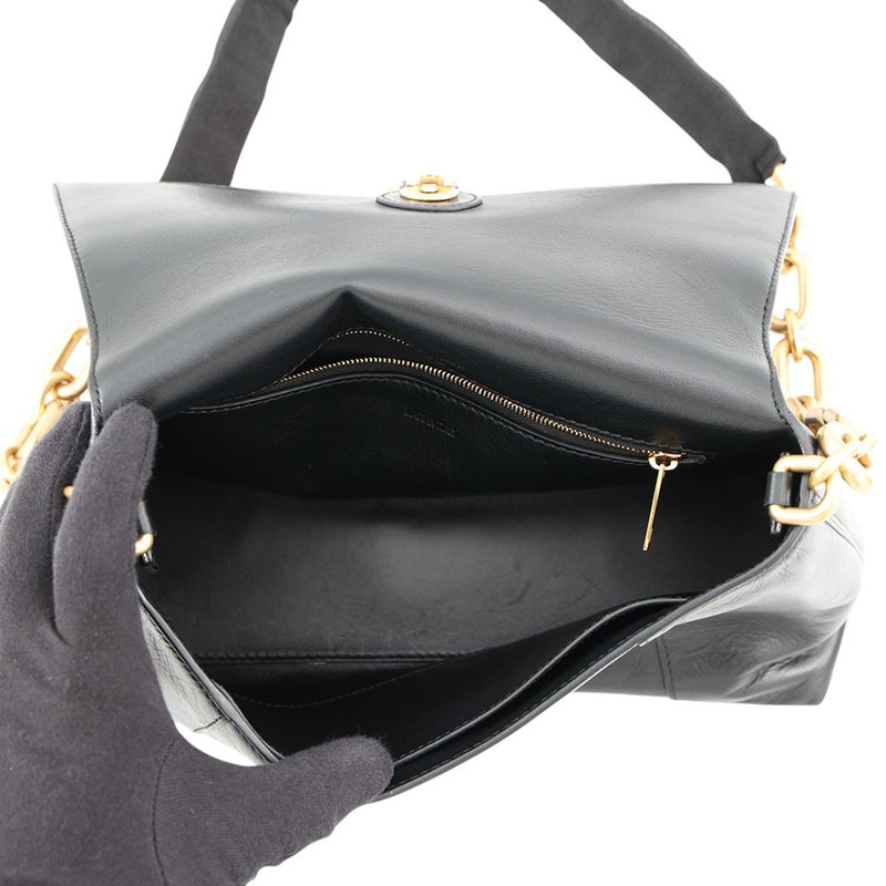 バレンシアガ チェーンショルダーバッグ ダウンタウン ミディアム レザー 689058 BALENCIAGA 黒