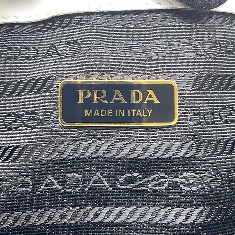 プラダ ハンドバッグ デュエット 巾着 パテントレザー 1BH038 PRADA 2wayショルダーバッグ 白