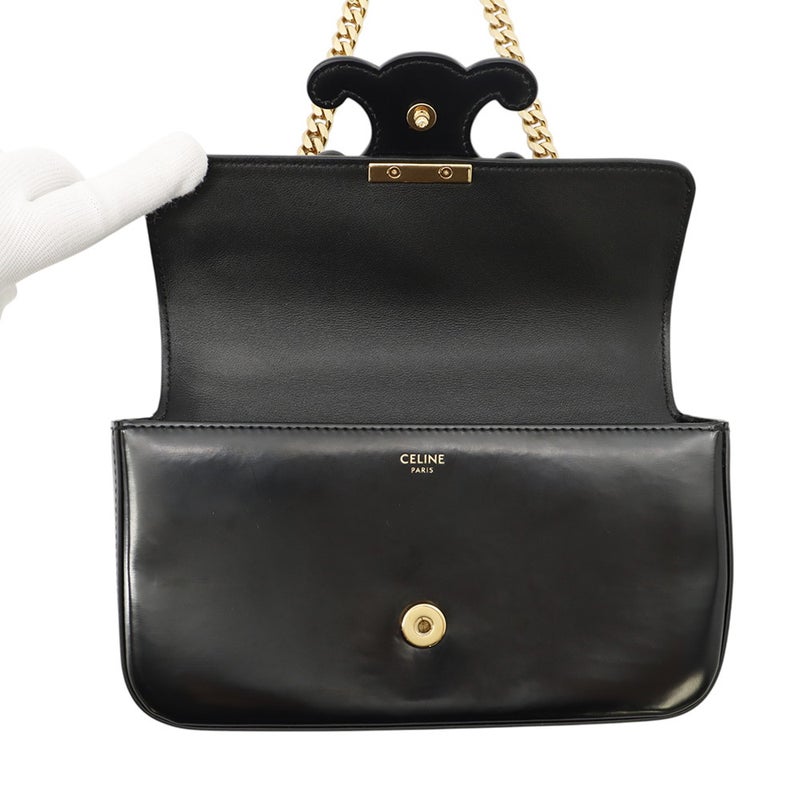 セリーヌ チェーンショルダーバッグ キュイル トリオンフ  レザー CELINE バッグ ブラック 黒