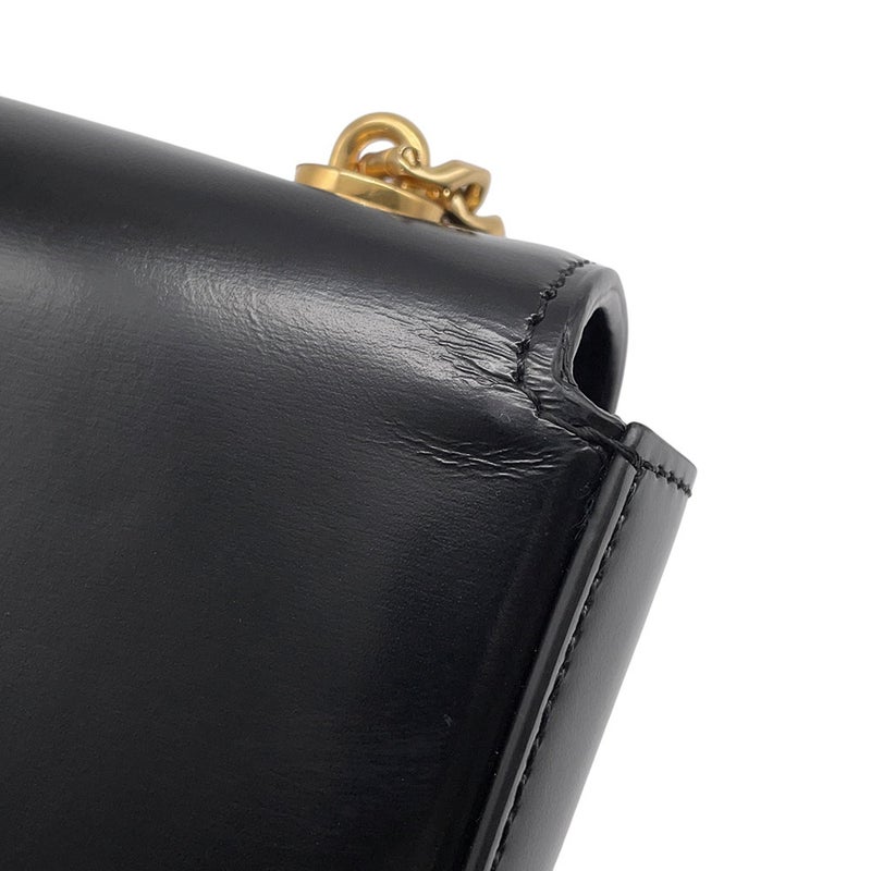 セリーヌ チェーンショルダーバッグ キュイル トリオンフ  レザー CELINE バッグ ブラック 黒