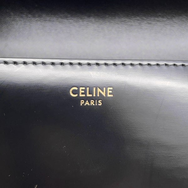 セリーヌ チェーンショルダーバッグ キュイル トリオンフ  レザー CELINE バッグ ブラック 黒