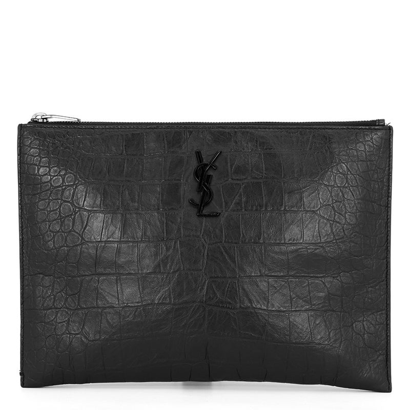サンローランパリ クラッチバッグ カサンドラ YSL ジップ 型押しレザー 453249 SAINT LAURENT PARIS 黒