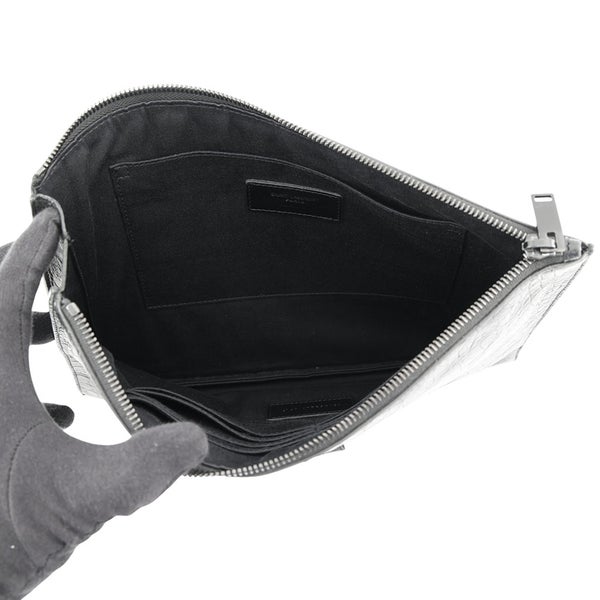 サンローランパリ クラッチバッグ カサンドラ YSL ジップ 型押しレザー 453249 SAINT LAURENT PARIS 黒