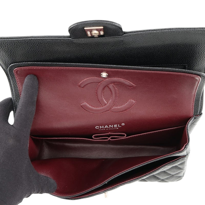 シャネル チェーンショルダーバッグ マトラッセ25 ココマーク キャビアスキン ダブルチェーン A01112 CHANEL 黒