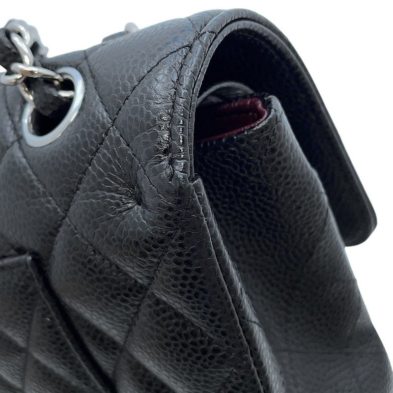 シャネル チェーンショルダーバッグ マトラッセ25 ココマーク キャビアスキン ダブルチェーン A01112 CHANEL 黒
