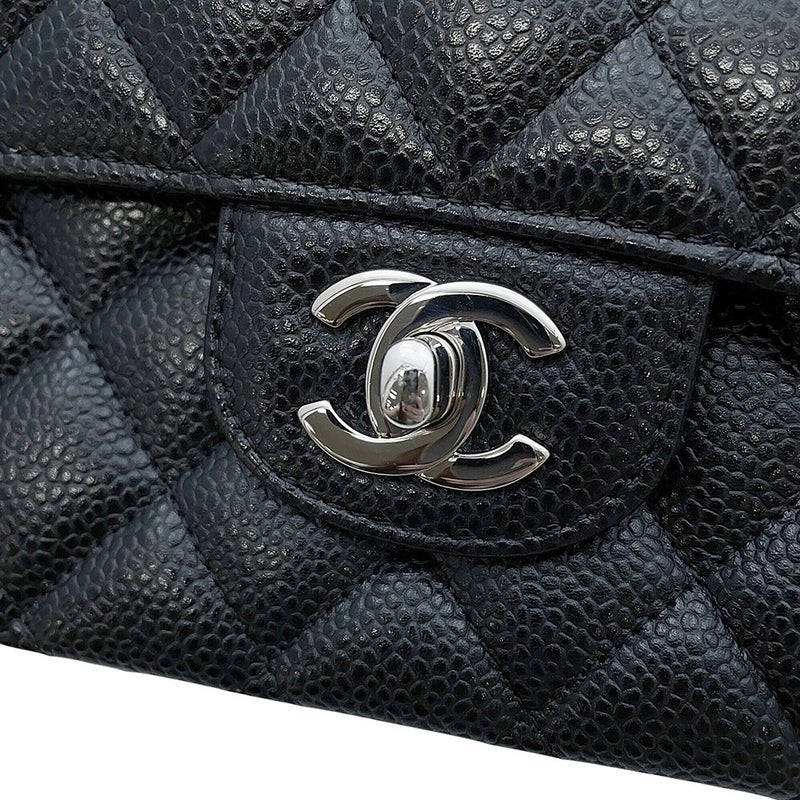 シャネル チェーンショルダーバッグ マトラッセ25 ココマーク キャビアスキン ダブルチェーン A01112 CHANEL 黒