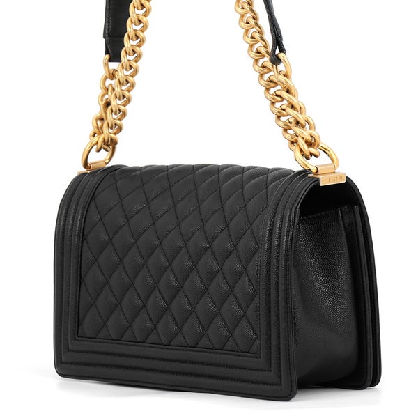 シャネル チェーンショルダーバッグ マトラッセ ココマーク ボーイシャネル キャビアスキン A67086 CHANEL 黒