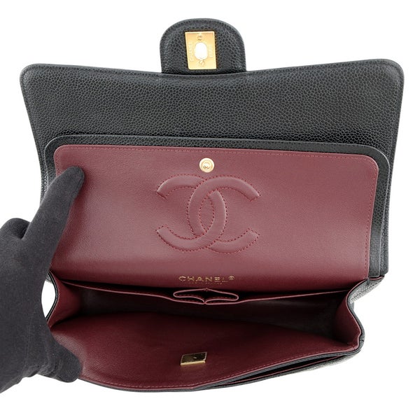シャネル チェーンショルダーバッグ マトラッセ25 ココマーク キャビアスキン ダブルチェーン A01112 CHANEL 黒