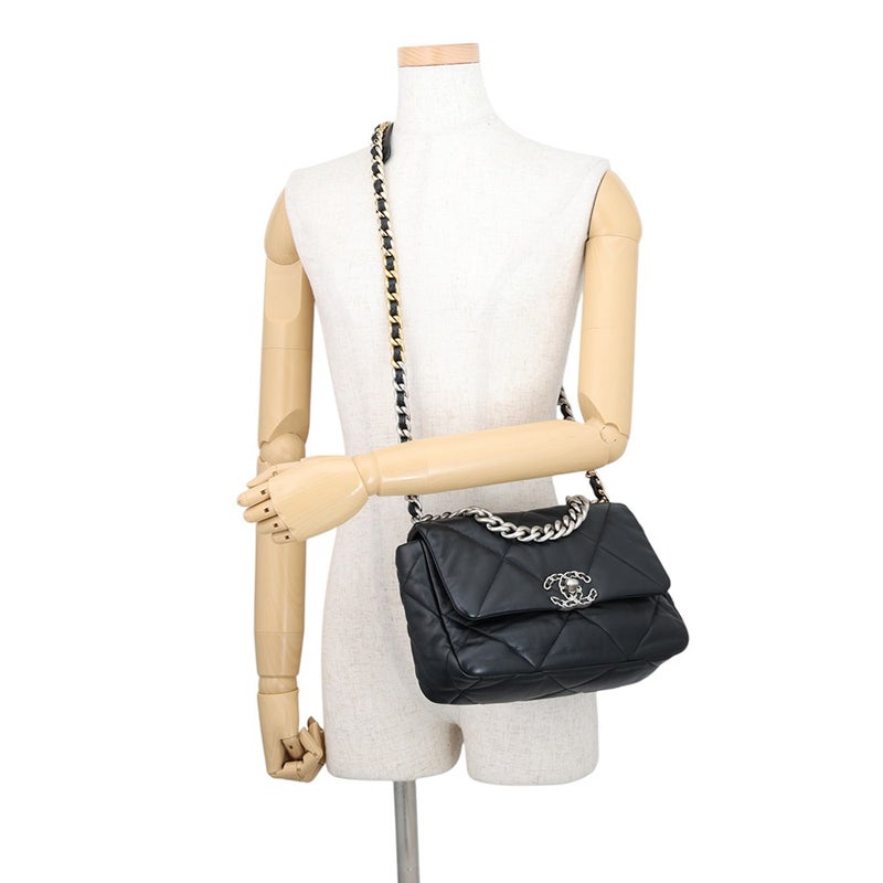 シャネル チェーンショルダーバッグ CHANEL19 フラップバッグ ココマーク ラムスキン AS1160 CHANEL 黒
