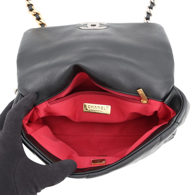 シャネル チェーンショルダーバッグ CHANEL19 フラップバッグ ココマーク ラムスキン AS1160 CHANEL 黒