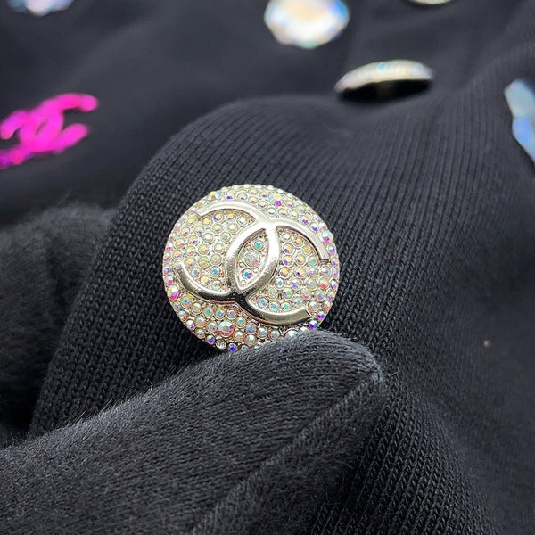 シャネル カーディガン ビジュー ココボタン レディースサイズ34 CHANEL 黒
