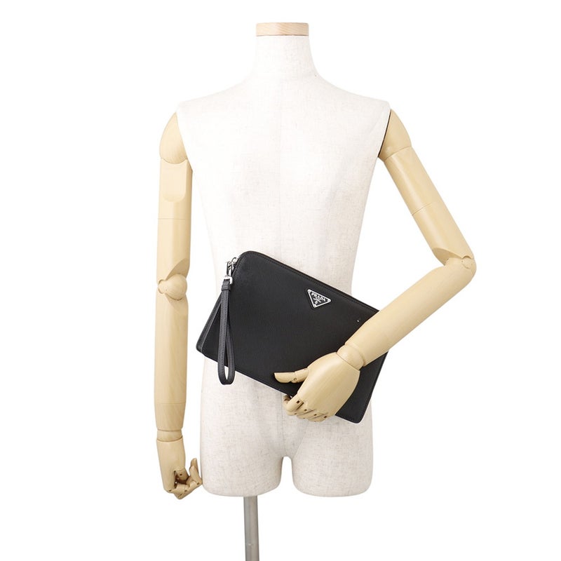 プラダ クラッチバッグ サフィアーノ クラッチ レザー 2VF056 PRADA 黒 セカンドバッグ