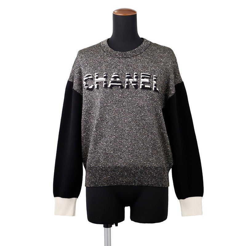 シャネル ニット ロゴ カシミヤ レディースサイズ38 P62886 CHANEL セーター トップス 黒