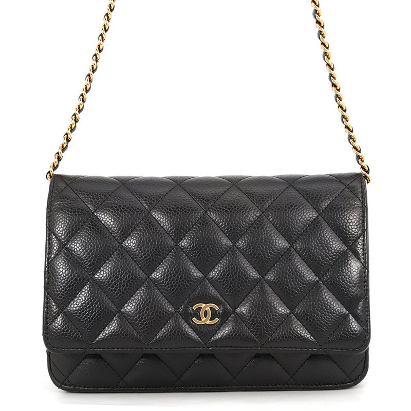 シャネル チェーンウォレット クラシック マトラッセ ココマーク キャビアスキン AP0250 CHANEL 財布 黒