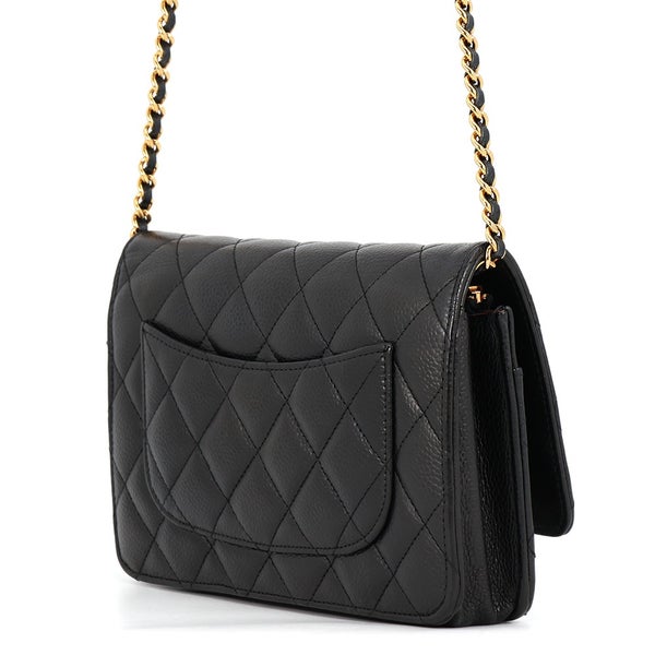 シャネル チェーンウォレット クラシック マトラッセ ココマーク キャビアスキン AP0250 CHANEL 財布 黒