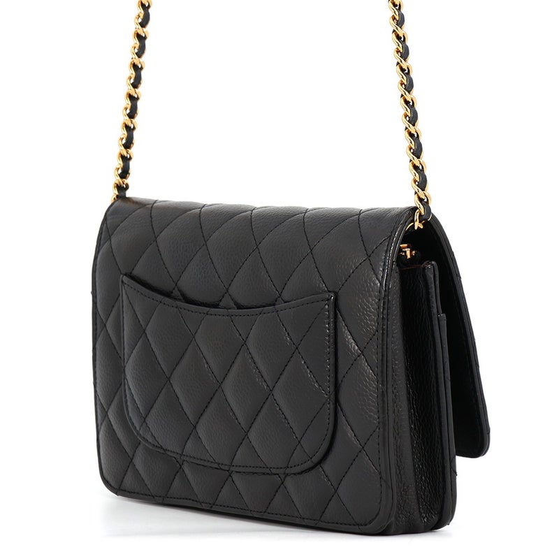 シャネル チェーンウォレット クラシック マトラッセ ココマーク キャビアスキン AP0250 CHANEL 財布 黒