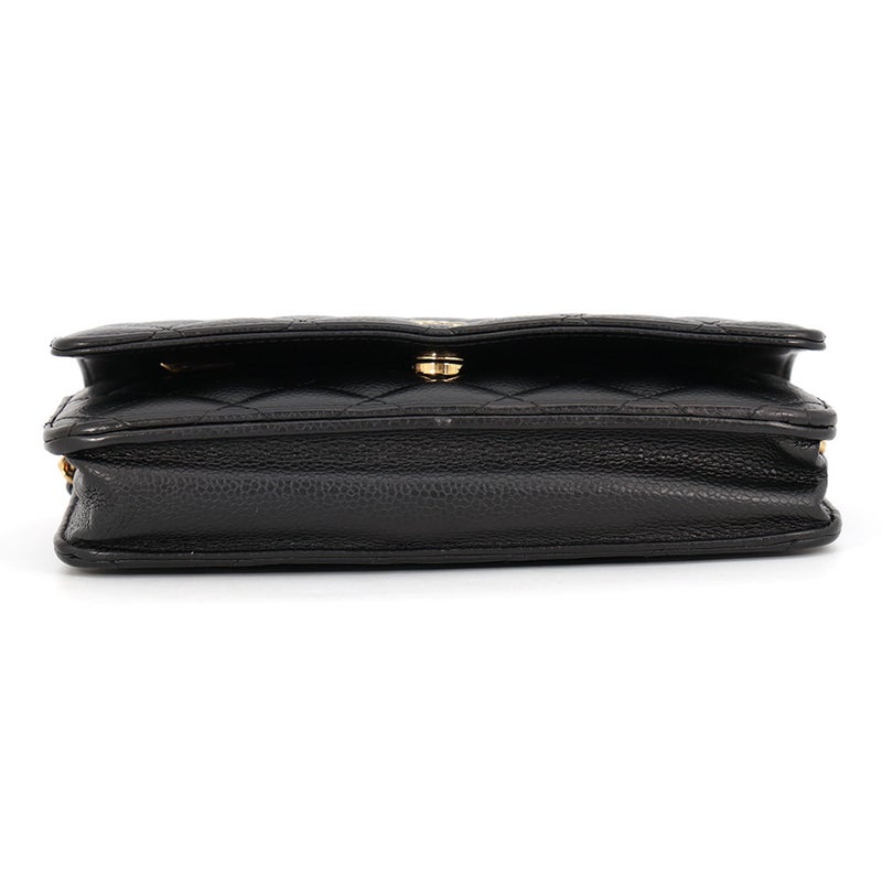 シャネル チェーンウォレット クラシック マトラッセ ココマーク キャビアスキン AP0250 CHANEL 財布 黒