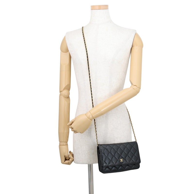 シャネル チェーンウォレット クラシック マトラッセ ココマーク キャビアスキン AP0250 CHANEL 財布 黒