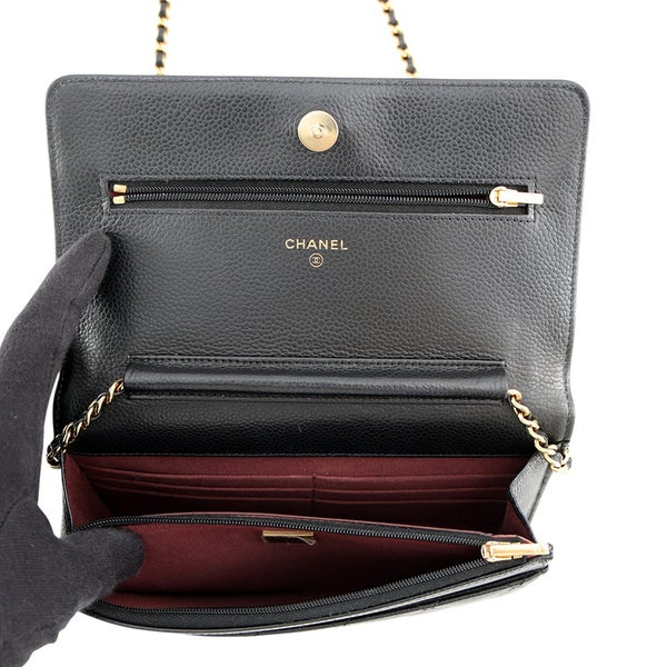 シャネル チェーンウォレット クラシック マトラッセ ココマーク キャビアスキン AP0250 CHANEL 財布 黒
