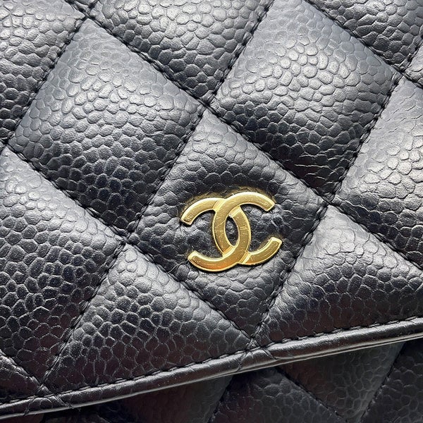 シャネル チェーンウォレット クラシック マトラッセ ココマーク キャビアスキン AP0250 CHANEL 財布 黒