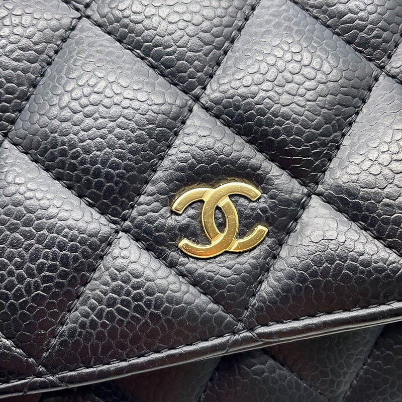 シャネル チェーンウォレット クラシック マトラッセ ココマーク キャビアスキン AP0250 CHANEL 財布 黒