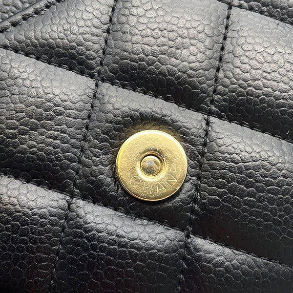 シャネル チェーンウォレット クラシック マトラッセ ココマーク キャビアスキン AP0250 CHANEL 財布 黒