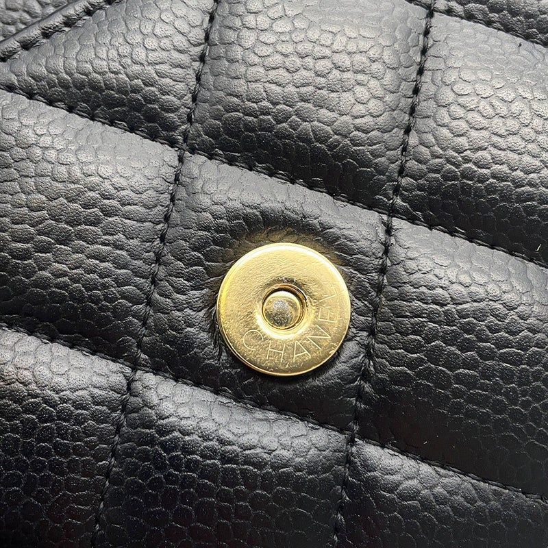 シャネル チェーンウォレット クラシック マトラッセ ココマーク キャビアスキン AP0250 CHANEL 財布 黒