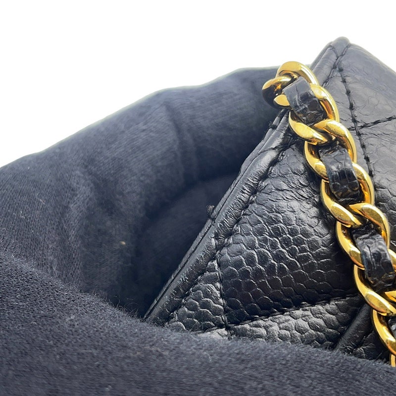 シャネル チェーンウォレット クラシック マトラッセ ココマーク キャビアスキン AP0250 CHANEL 財布 黒