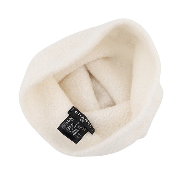シャネル ニット帽 ココマーク カシミヤ シルク CHANEL 帽子 ニットキャップ 白