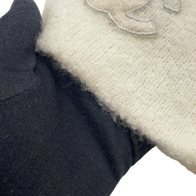 シャネル ニット帽 ココマーク カシミヤ シルク CHANEL 帽子 ニットキャップ 白